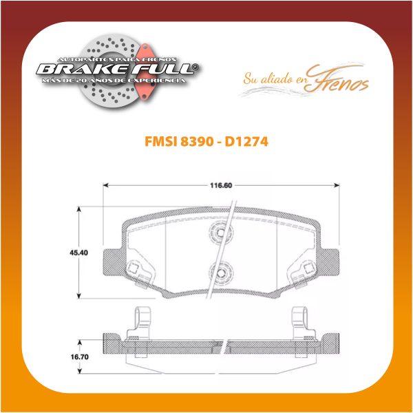 Pastilla de Freno Dodge / Jeep 8390 D1274