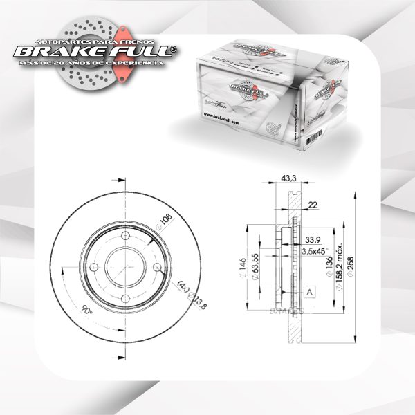 Disco de Freno Ford DI-0258-USA-5344_FMSI 8390 - D1274c